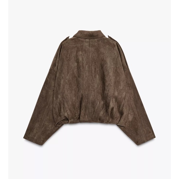 Zara SUEDE EFFECT BOMBER JACKET - Picture 8 of 15